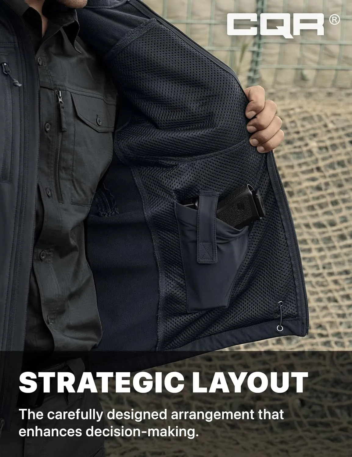 CQR Men's Fleece Lined Tactical Softshell Jackets, Lightweight Water Resistant Hunting Hiking Jacket, Winter Outdoor Jacket