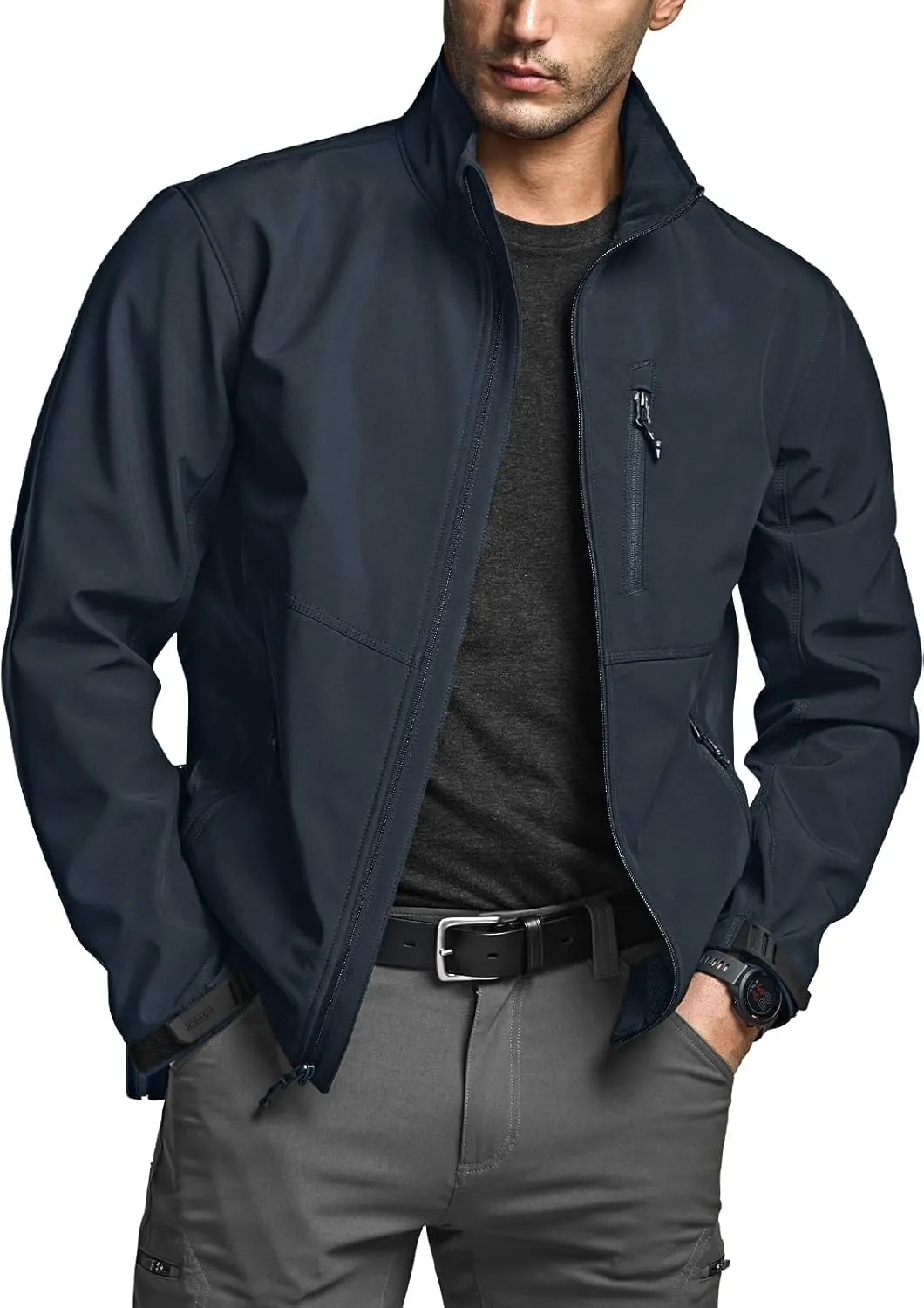 CQR Men's Fleece Lined Tactical Softshell Jackets, Lightweight Water Resistant Hunting Hiking Jacket, Winter Outdoor Jacket