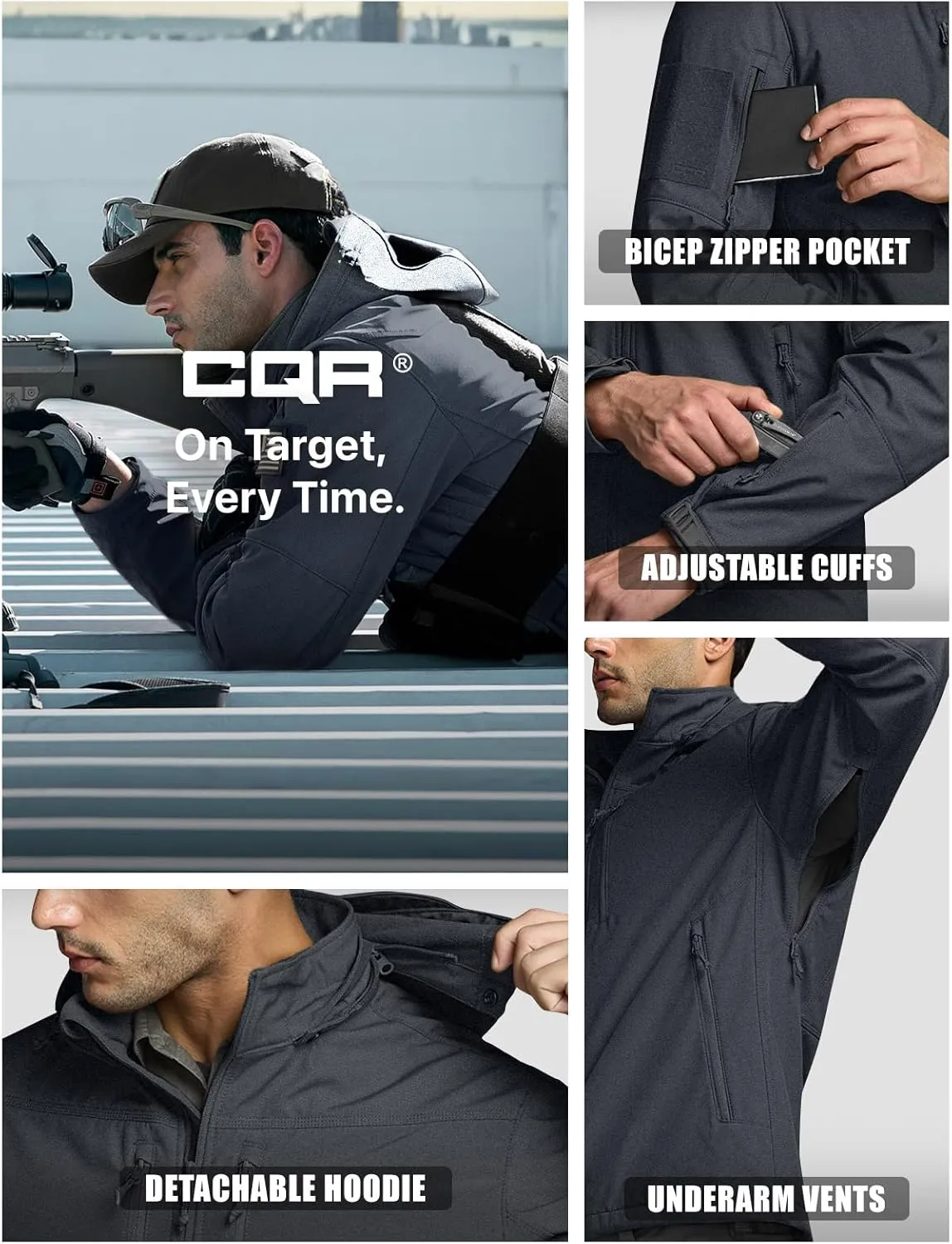 CQR Men's Fleece Lined Tactical Softshell Jackets, Lightweight Water Resistant Hunting Hiking Jacket, Winter Outdoor Jacket