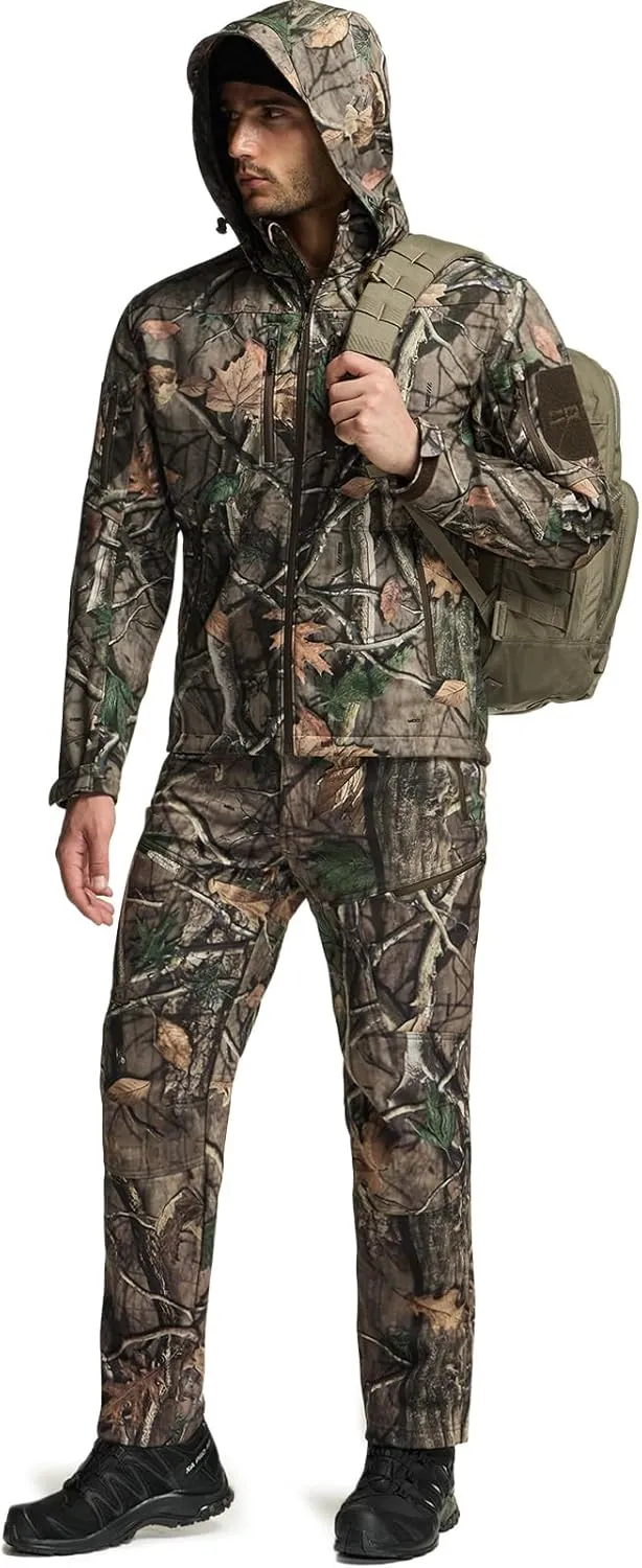 CQR Men's Fleece Lined Tactical Softshell Jackets, Lightweight Water Resistant Hunting Hiking Jacket, Winter Outdoor Jacket