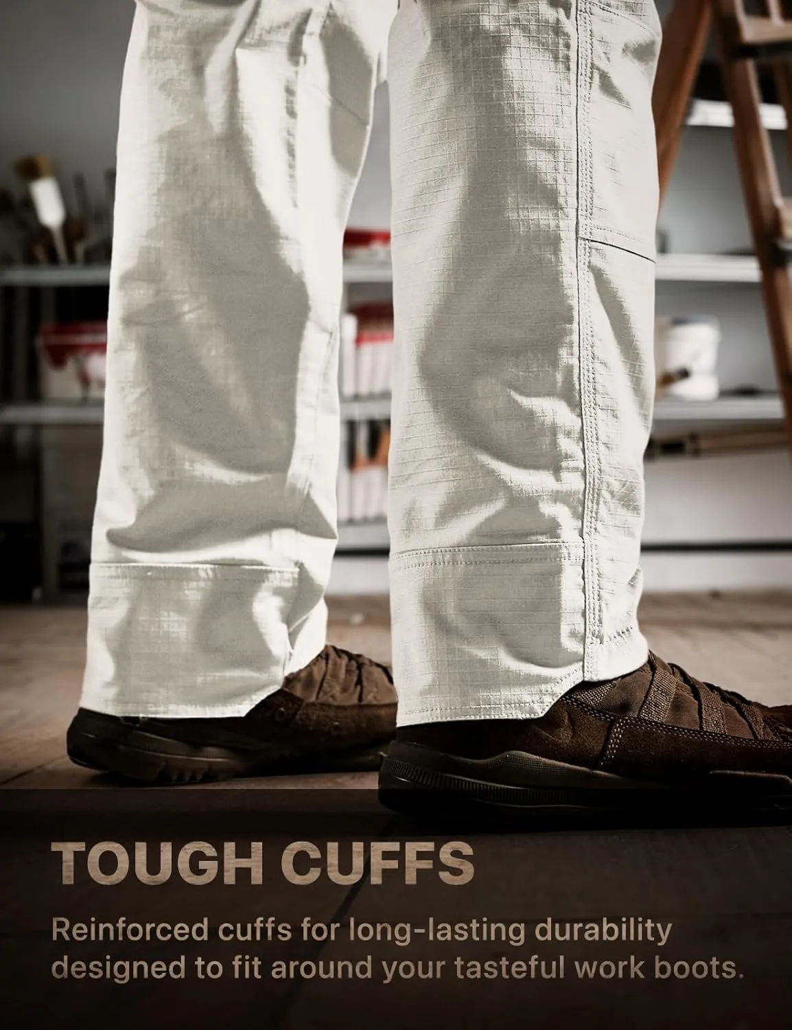 CQR Men's Flex Ripstop Work Pants, Water Resistant Tactical Pants, Outdoor Utility Operator EDC Cargo Pants