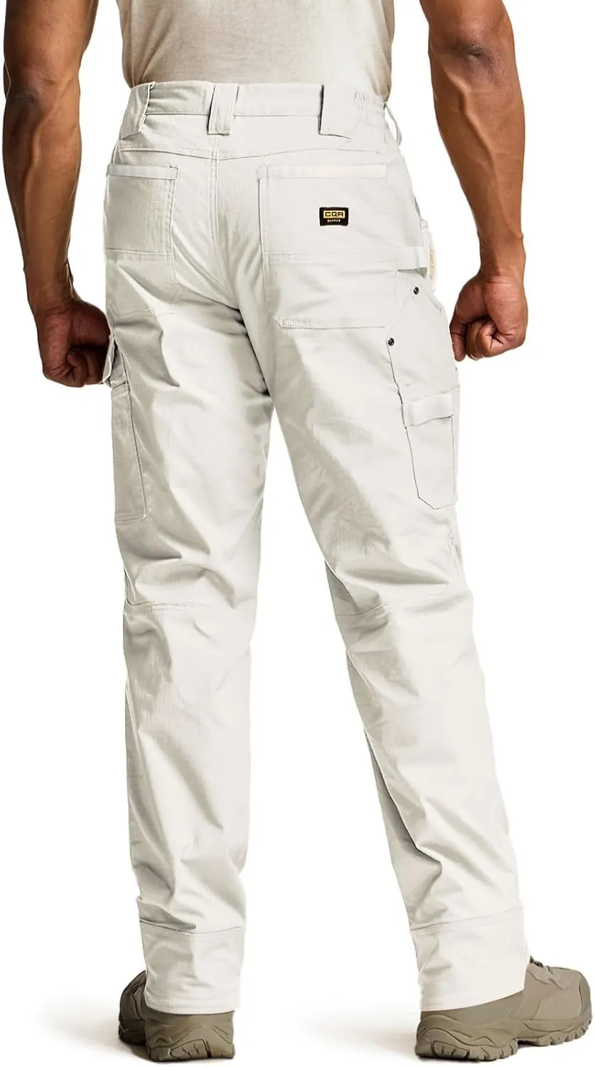 CQR Men's Flex Ripstop Work Pants, Water Resistant Tactical Pants, Outdoor Utility Operator EDC Cargo Pants