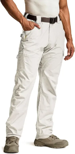 CQR Men's Flex Ripstop Work Pants, Water Resistant Tactical Pants, Outdoor Utility Operator EDC Cargo Pants