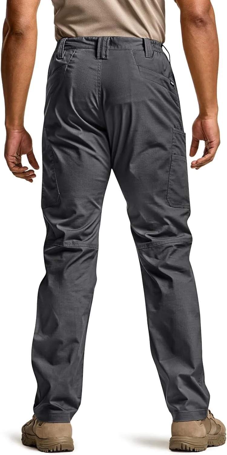 CQR Men's Utility Flex Cargo Pants, Classic-Fit Casual Stretch Work Pants, Water Resistant Lightweight Tactical Hiking Pants