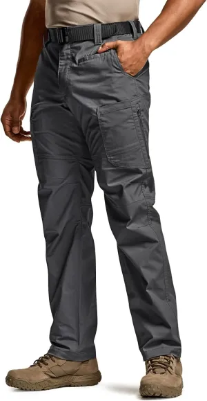 CQR Men's Utility Flex Cargo Pants, Classic-Fit Casual Stretch Work Pants, Water Resistant Lightweight Tactical Hiking Pants