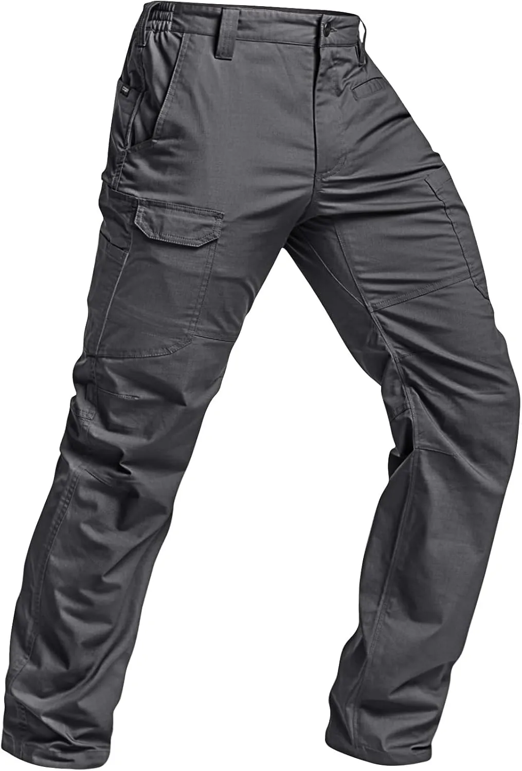 CQR Men's Utility Flex Cargo Pants, Classic-Fit Casual Stretch Work Pants, Water Resistant Lightweight Tactical Hiking Pants