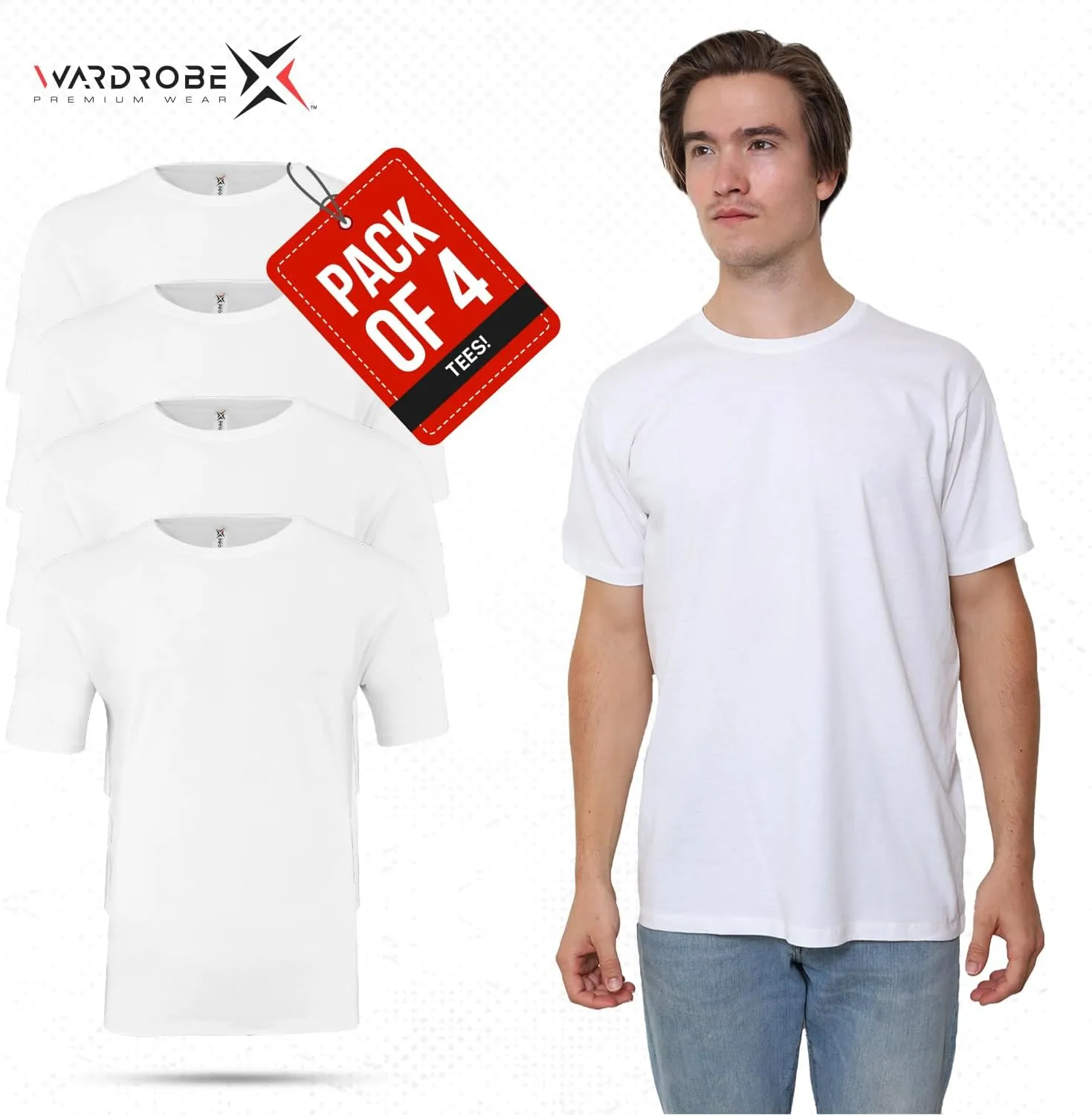 Crewneck Cotton T-Shirts for Men | 4-Pack Crewneck T-Shirts Multipack | Short Sleeve T-Shirts Ideal for Mens Undershirt
