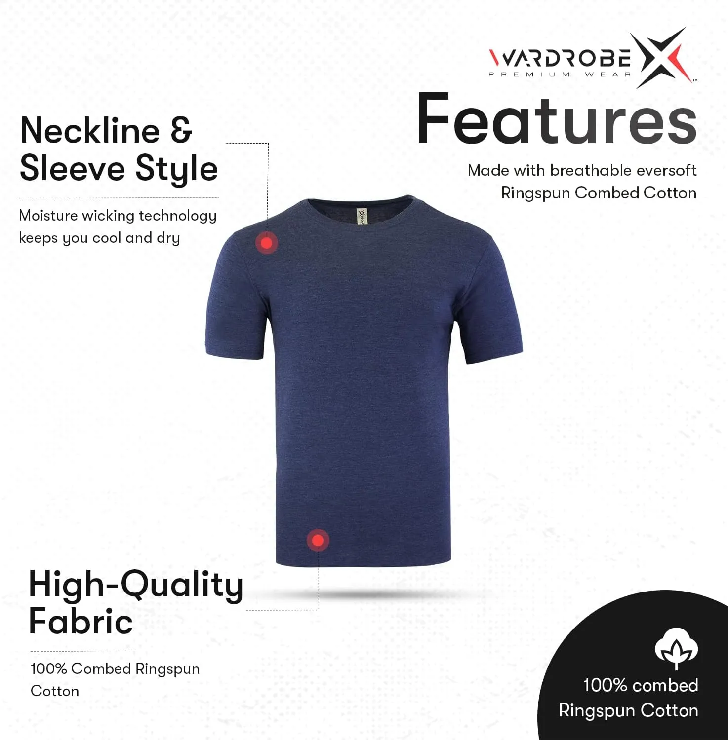 Crewneck Cotton T-Shirts for Men | 4-Pack Crewneck T-Shirts Multipack | Short Sleeve T-Shirts Ideal for Mens Undershirt