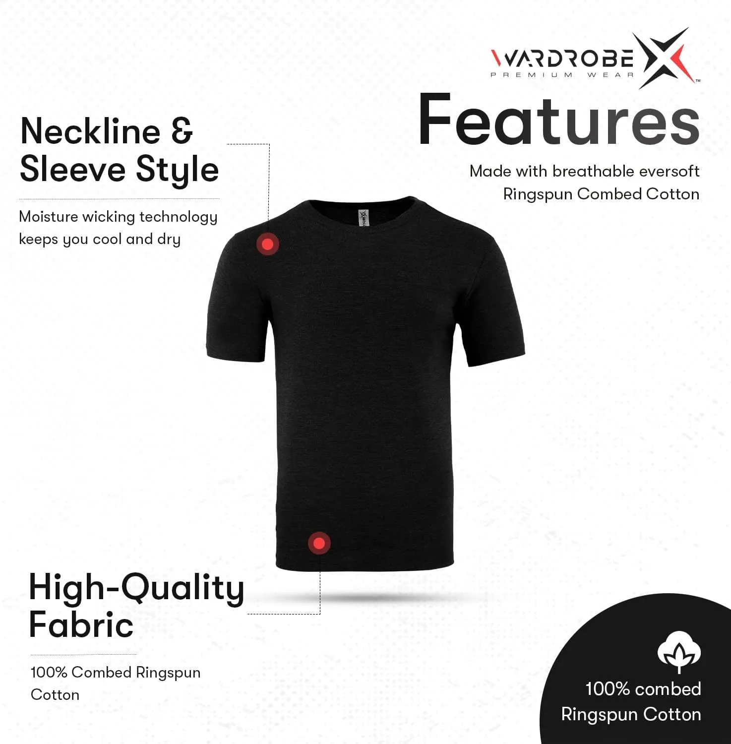 Crewneck Cotton T-Shirts for Men | 4-Pack Crewneck T-Shirts Multipack | Short Sleeve T-Shirts Ideal for Mens Undershirt