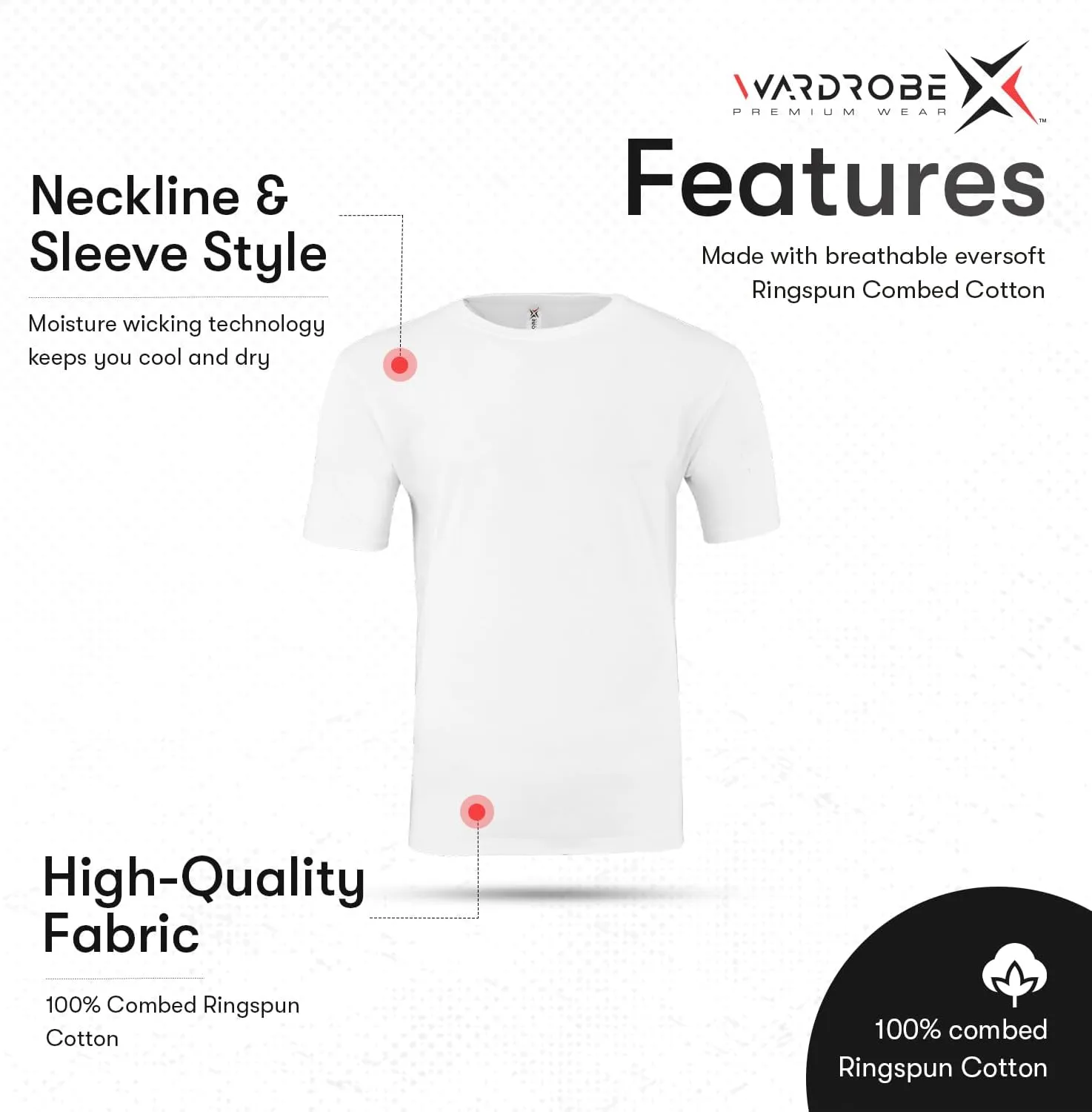 Crewneck Cotton T-Shirts for Men | 4-Pack Crewneck T-Shirts Multipack | Short Sleeve T-Shirts Ideal for Mens Undershirt