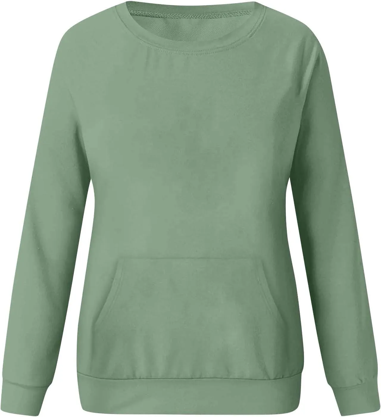 Crewneck Sweatshirts Women Fleece Sweatshirt with Pocket Long Sleeve Shirts Hoodies Pullover Cute Sweaters Tops