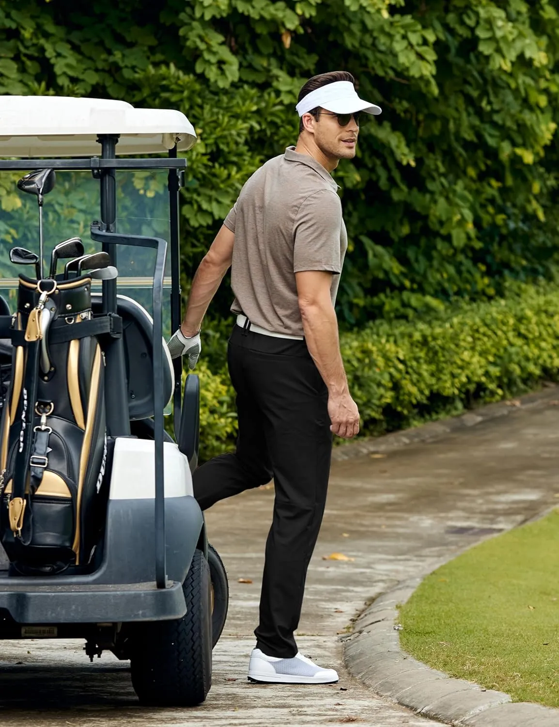 CRZ YOGA Men's All Day Comfy Golf Pants - 30"/32"/34" Quick Dry Lightweight Work Casual Trousers with Pockets