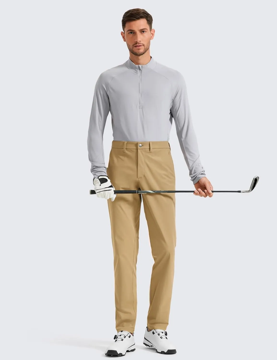 CRZ YOGA Men's All Day Comfy Golf Pants - 30"/32"/34" Quick Dry Lightweight Work Casual Trousers with Pockets