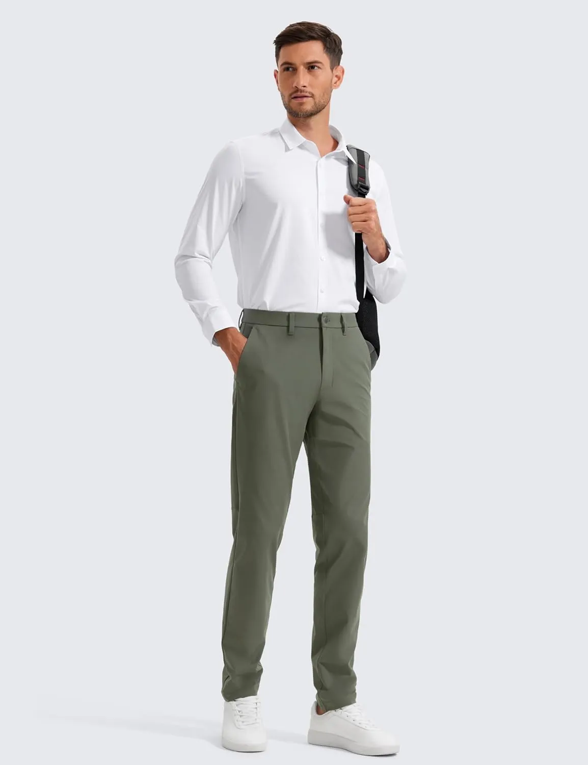CRZ YOGA Men's All Day Comfy Golf Pants - 30"/32"/34" Quick Dry Lightweight Work Casual Trousers with Pockets