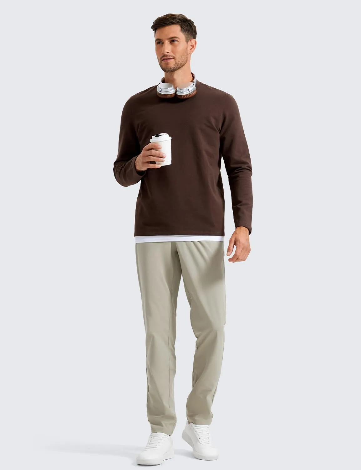CRZ YOGA Men's All Day Comfy Golf Pants - 30"/32"/34" Quick Dry Lightweight Work Casual Trousers with Pockets