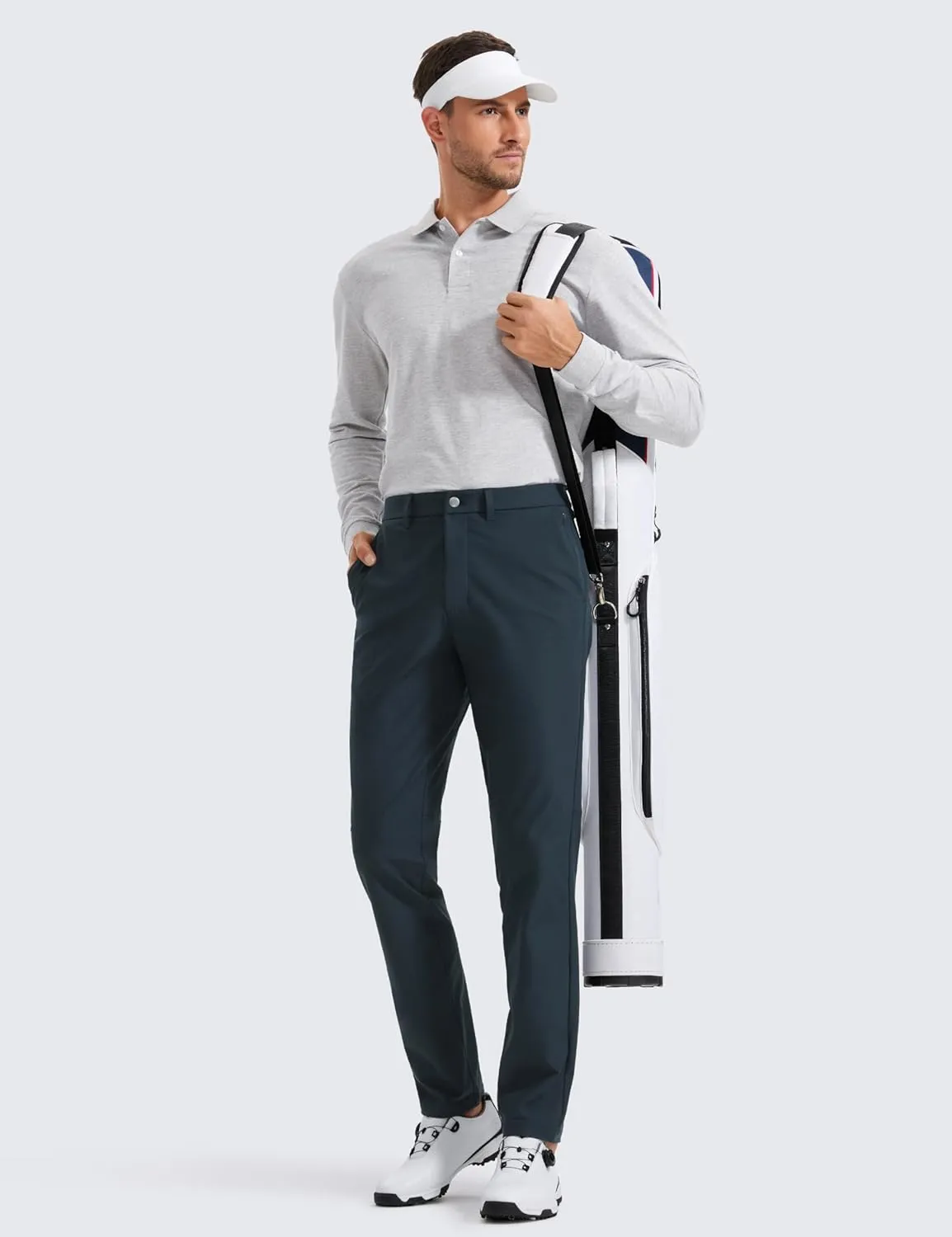 CRZ YOGA Men's All Day Comfy Golf Pants - 30"/32"/34" Quick Dry Lightweight Work Casual Trousers with Pockets