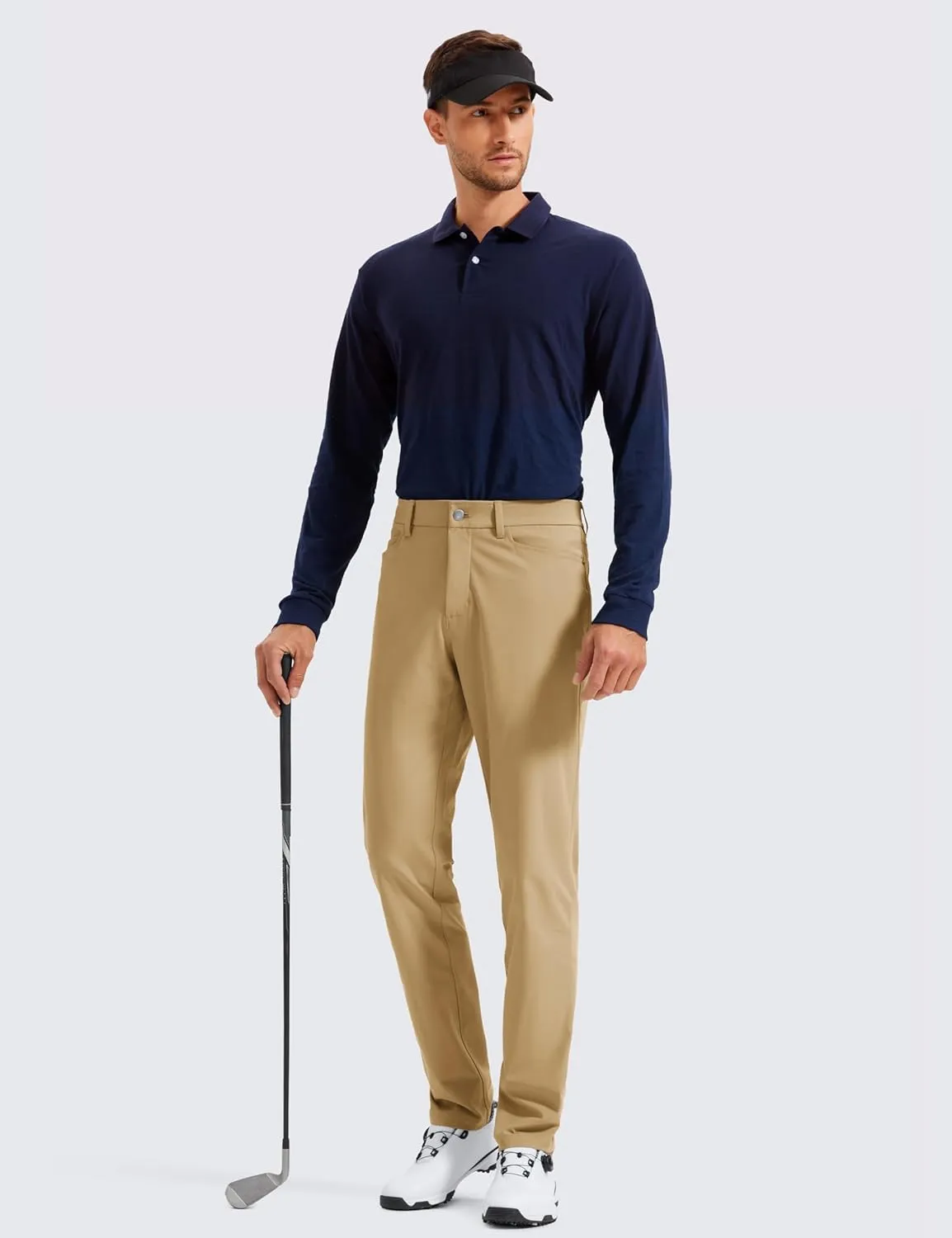CRZ YOGA Men's All Day Comfy Golf Pants with 5-Pocket 30"/32"/34" Quick Dry Lightweight Casual Work Stretch Trousers
