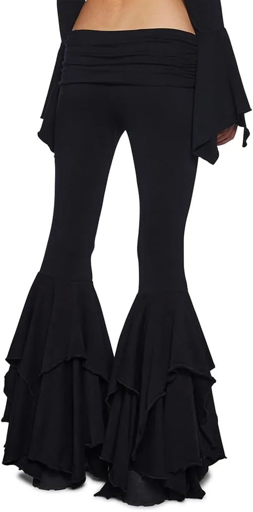 Dolls Kill F is for Fairies Flare Pants by Current Mood - Foldover Waist with Wide Leg and Handkerchief Design