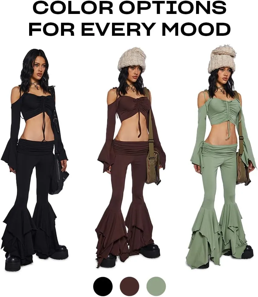 Dolls Kill F is for Fairies Flare Pants by Current Mood - Foldover Waist with Wide Leg and Handkerchief Design