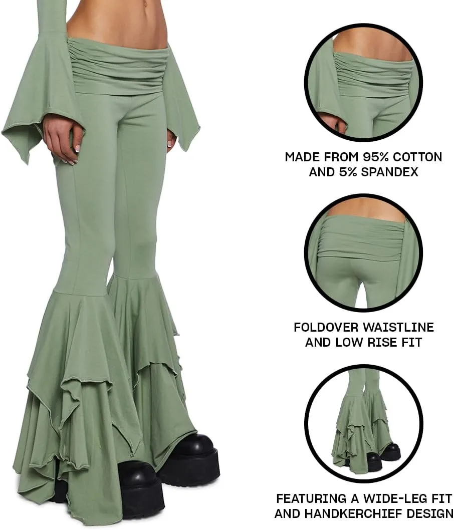 Dolls Kill F is for Fairies Flare Pants by Current Mood - Foldover Waist with Wide Leg and Handkerchief Design