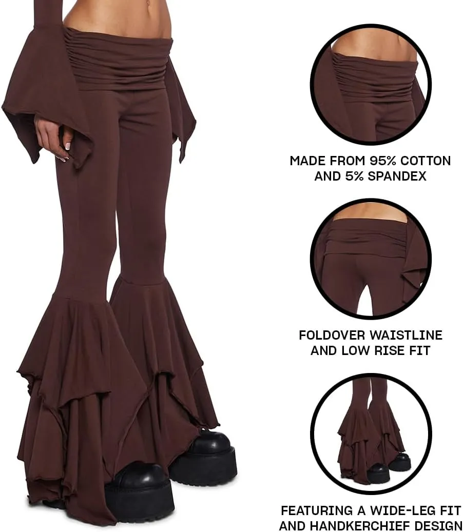 Dolls Kill F is for Fairies Flare Pants by Current Mood - Foldover Waist with Wide Leg and Handkerchief Design