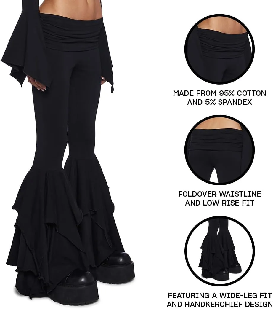 Dolls Kill F is for Fairies Flare Pants by Current Mood - Foldover Waist with Wide Leg and Handkerchief Design