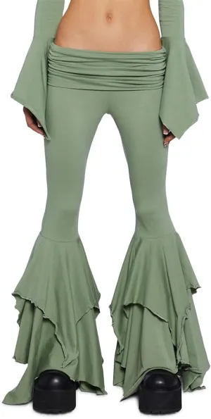 Dolls Kill F is for Fairies Flare Pants by Current Mood - Foldover Waist with Wide Leg and Handkerchief Design