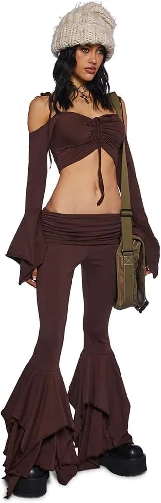 Dolls Kill F is for Fairies Flare Pants by Current Mood - Foldover Waist with Wide Leg and Handkerchief Design