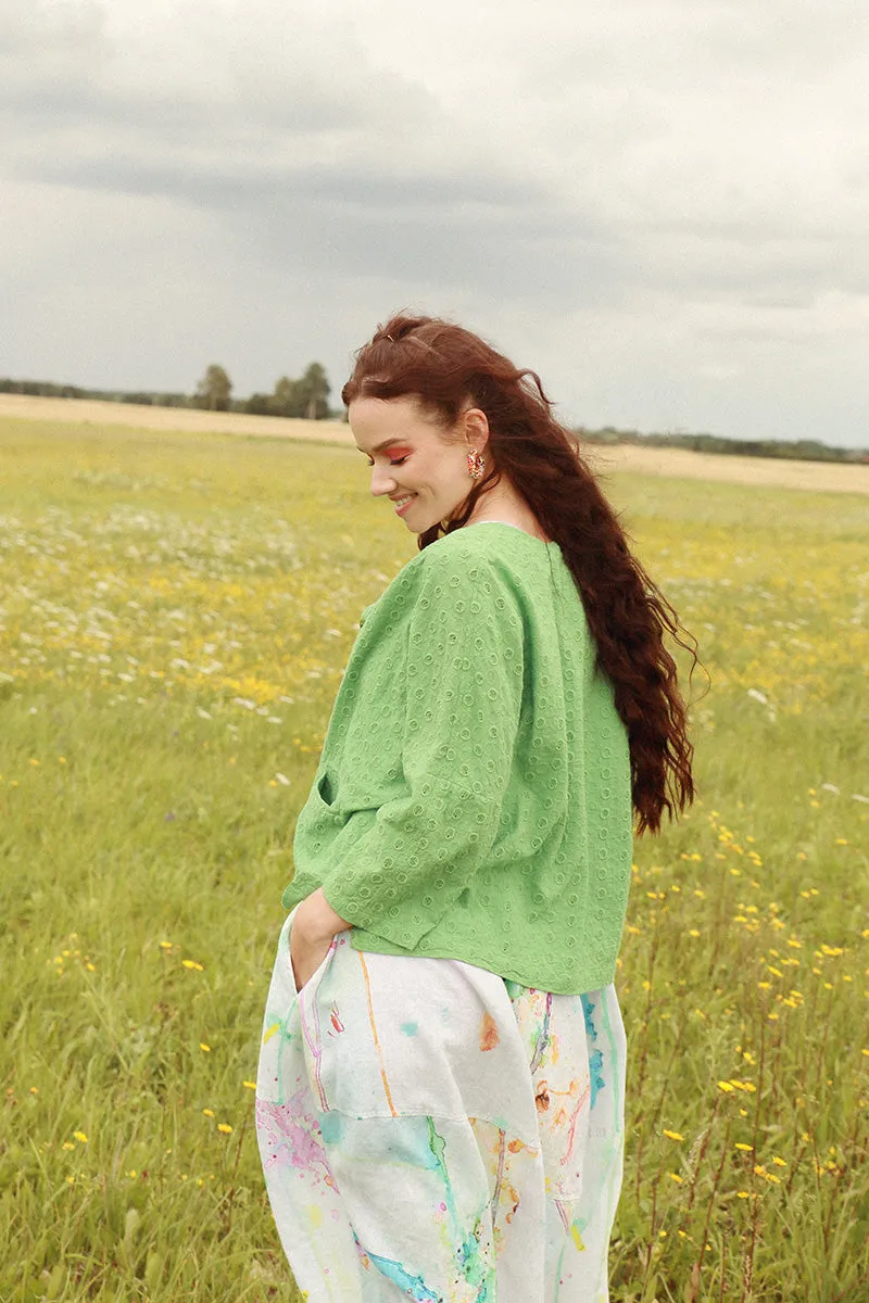 Embroidered Spring Green Cotton Jacket