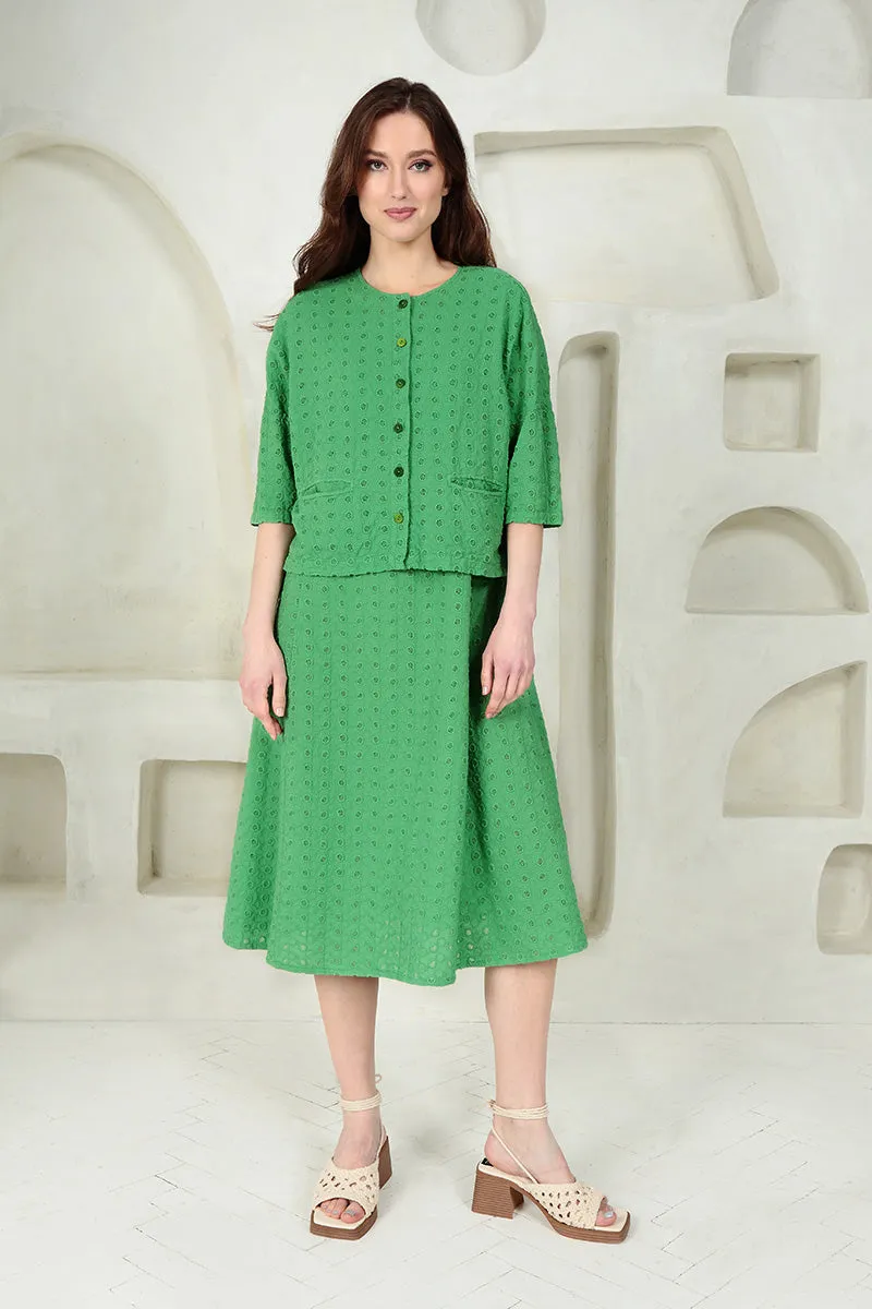 Embroidered Spring Green Cotton Jacket