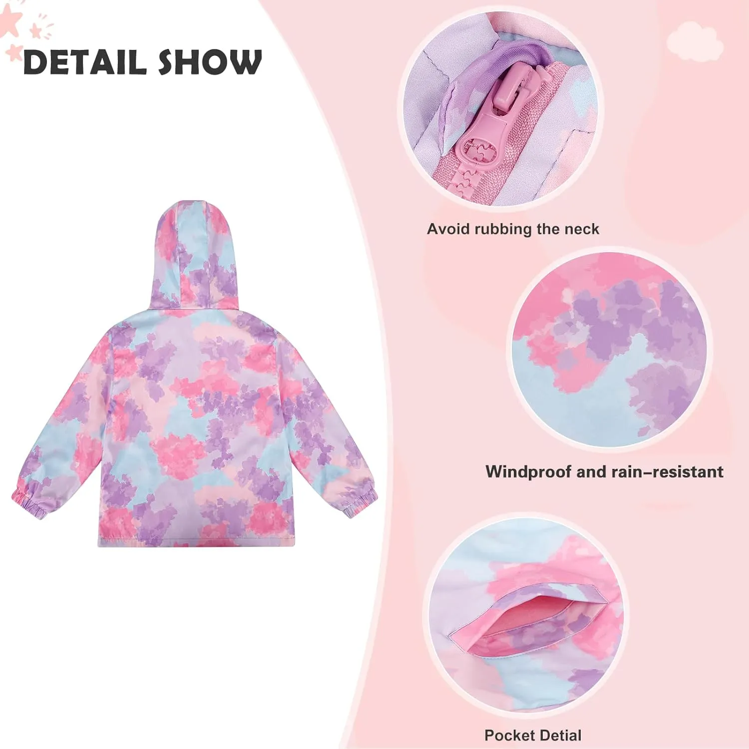 ESTAMICO Girls' Fashion Winter Coat Zip Up Fleece Jackets Water-resistant Wind-proof Little Girls Clothes