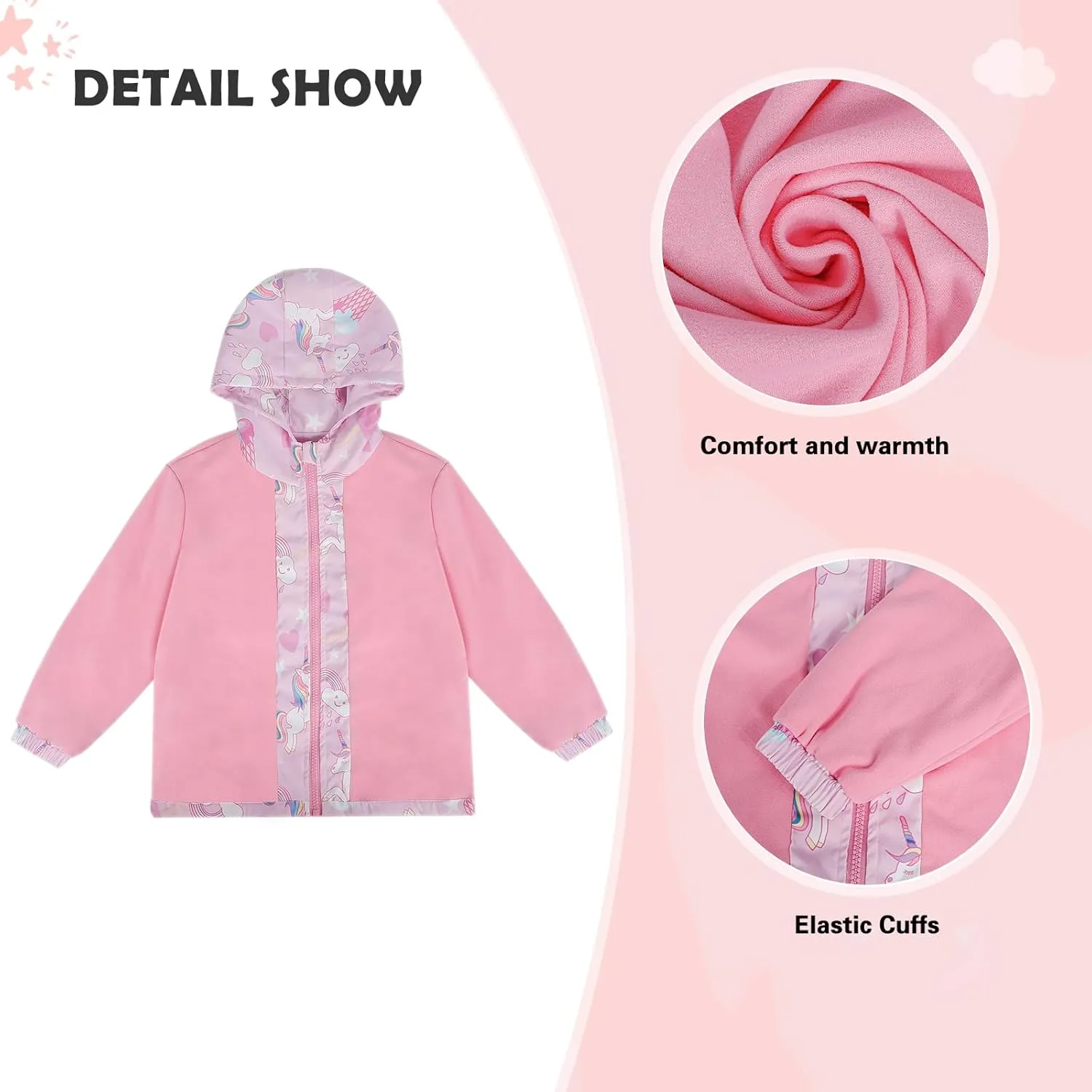 ESTAMICO Girls' Fashion Winter Coat Zip Up Fleece Jackets Water-resistant Wind-proof Little Girls Clothes