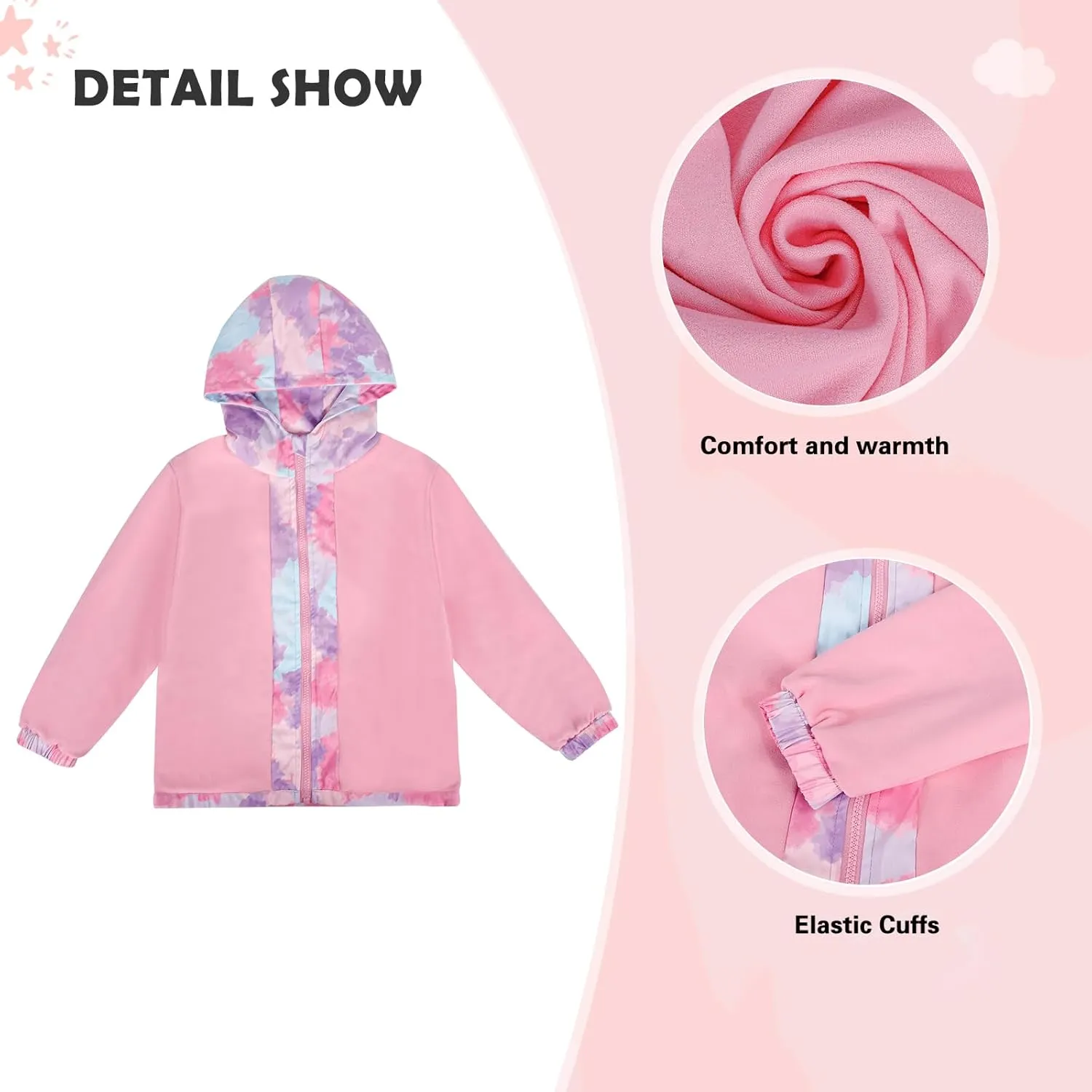 ESTAMICO Girls' Fashion Winter Coat Zip Up Fleece Jackets Water-resistant Wind-proof Little Girls Clothes