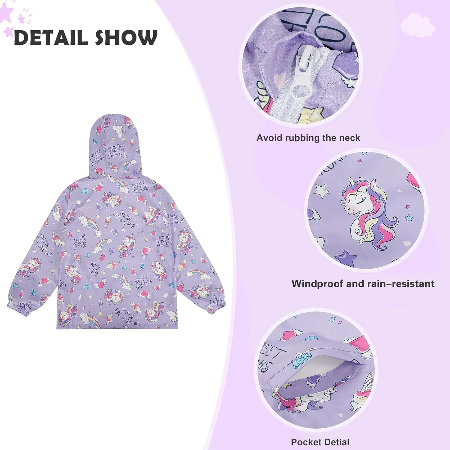 ESTAMICO Girls' Fashion Winter Coat Zip Up Fleece Jackets Water-resistant Wind-proof Little Girls Clothes