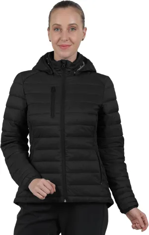 fit space Women's Puffer Jacket Synthetic Insulated Down Quilted Lightweight Coat with Hooded Water Resistant Packable