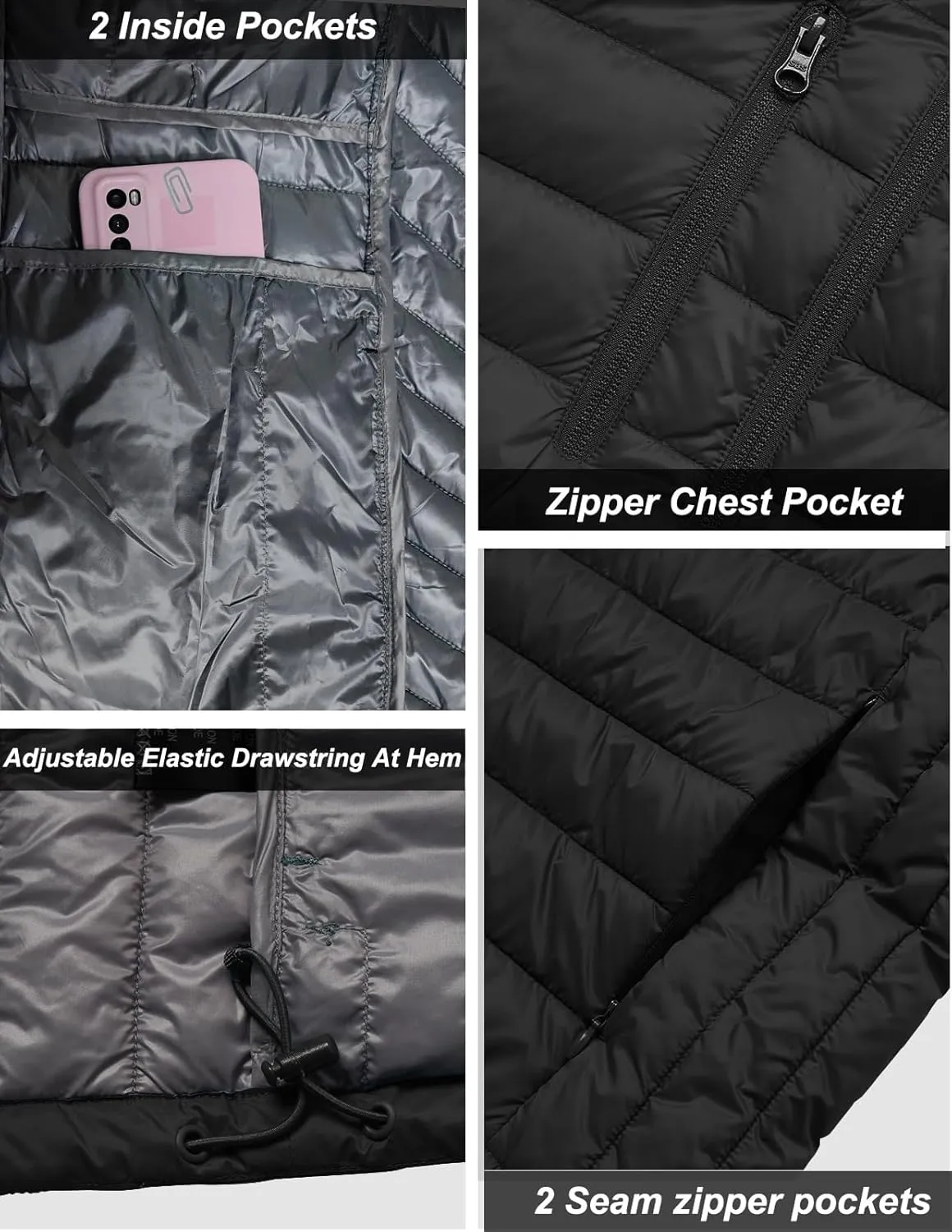 fit space Women's Puffer Jacket Synthetic Insulated Down Quilted Lightweight Coat with Hooded Water Resistant Packable