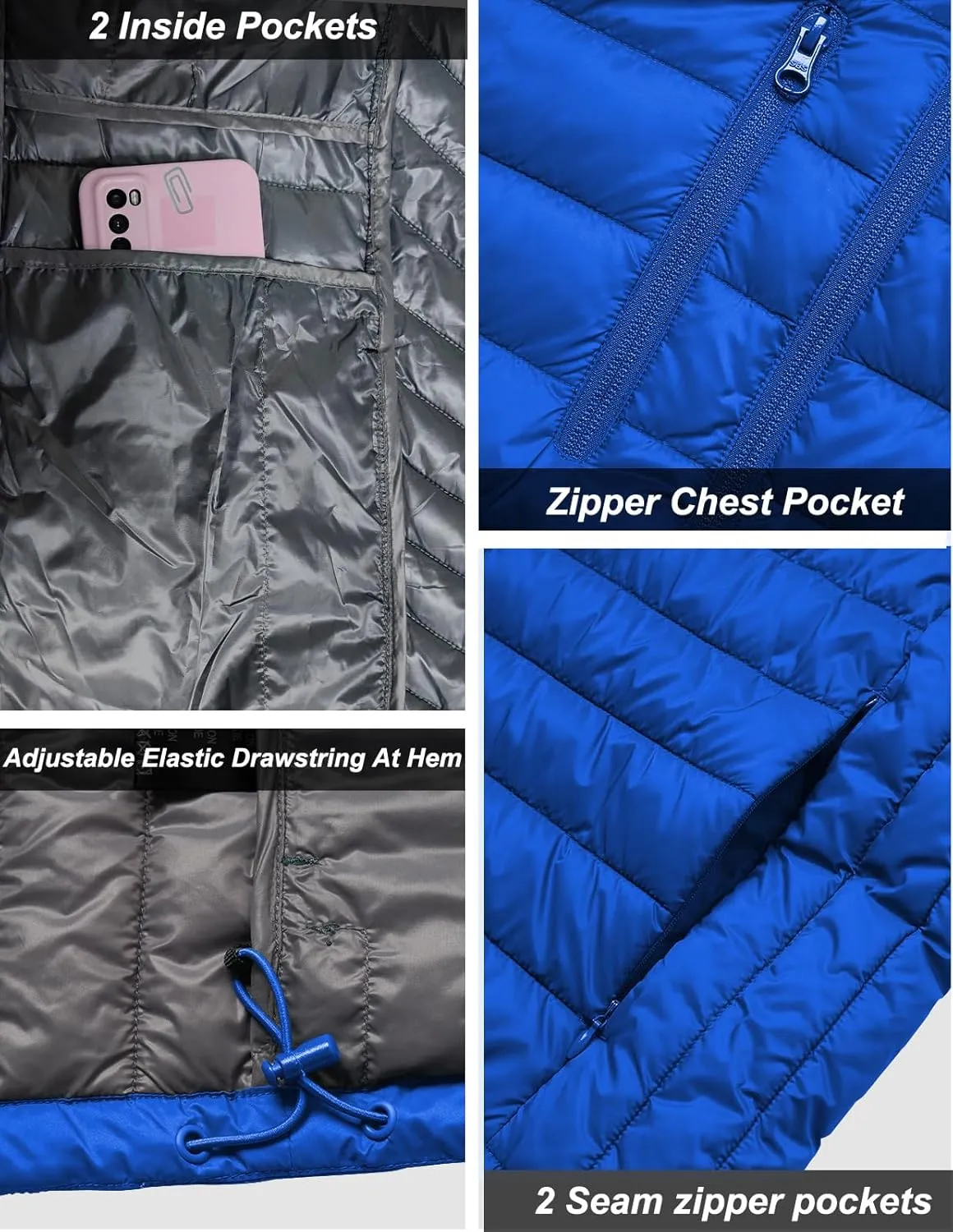fit space Women's Puffer Jacket Synthetic Insulated Down Quilted Lightweight Coat with Hooded Water Resistant Packable