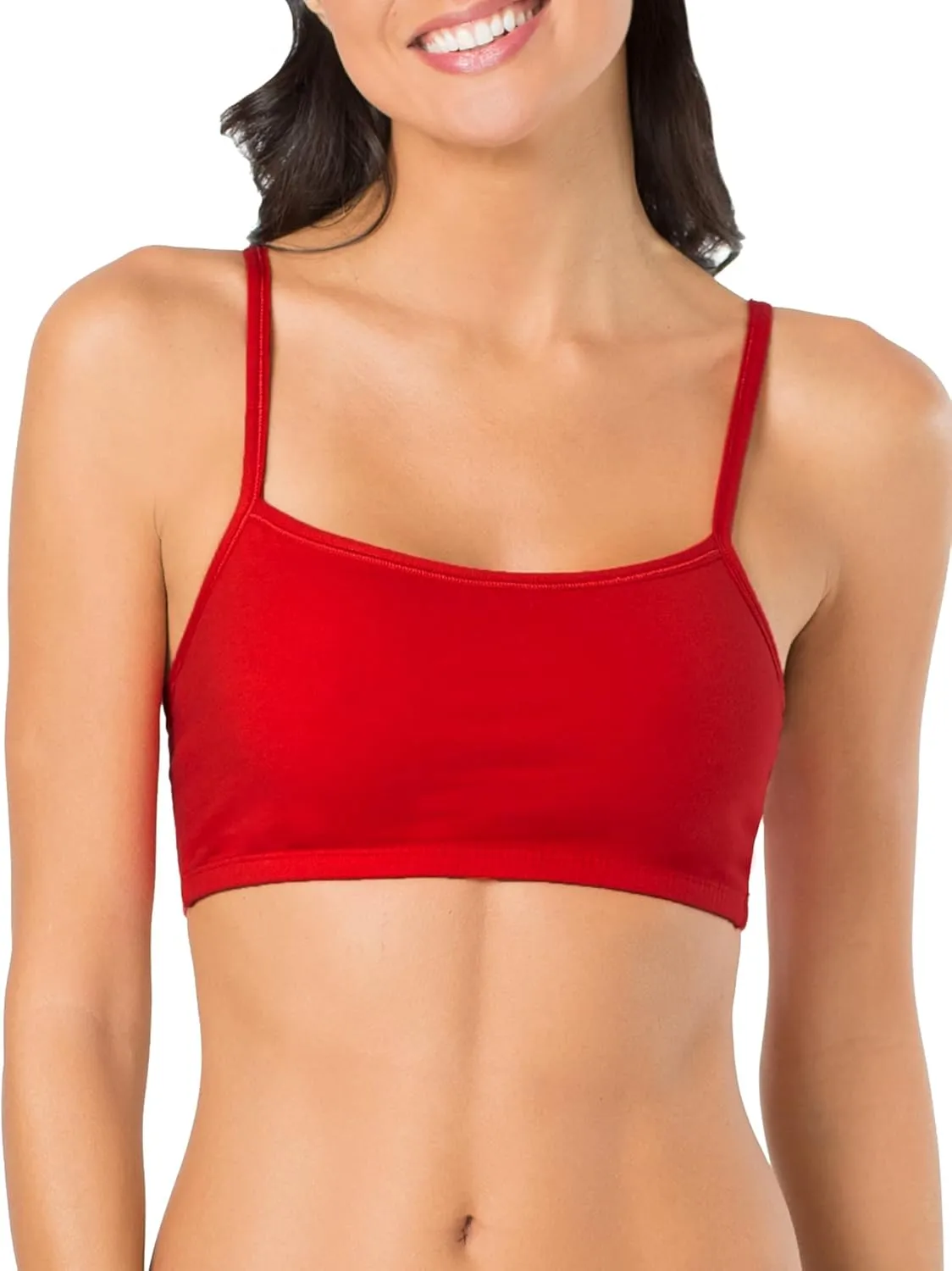 Fruit of the Loom Women's Spaghetti Strap Cotton Sports Bra - All-Day Comfort & Easy Movement - Fashion Colors