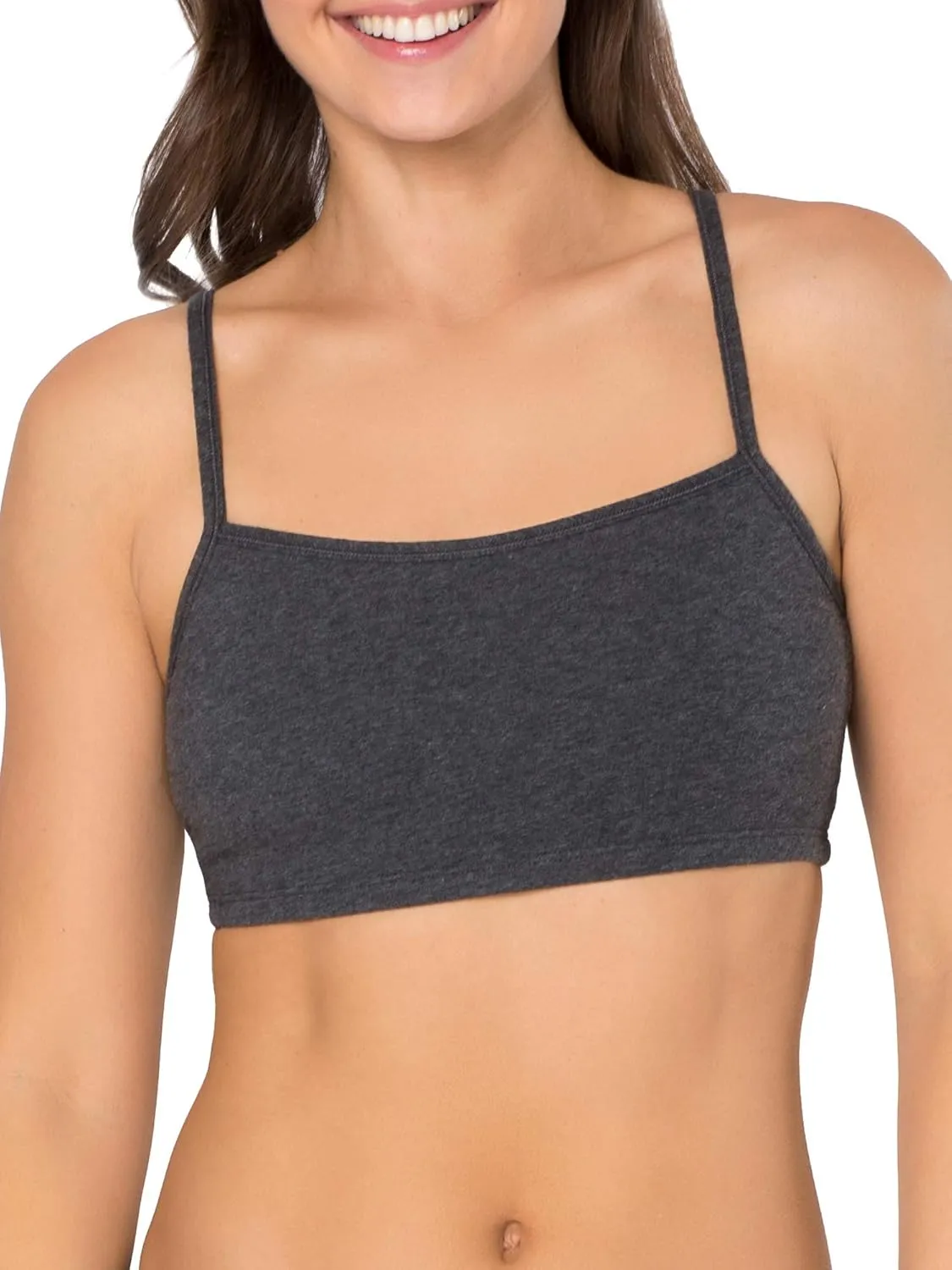 Fruit of the Loom Women's Spaghetti Strap Cotton Sports Bra - All-Day Comfort & Easy Movement - Fashion Colors
