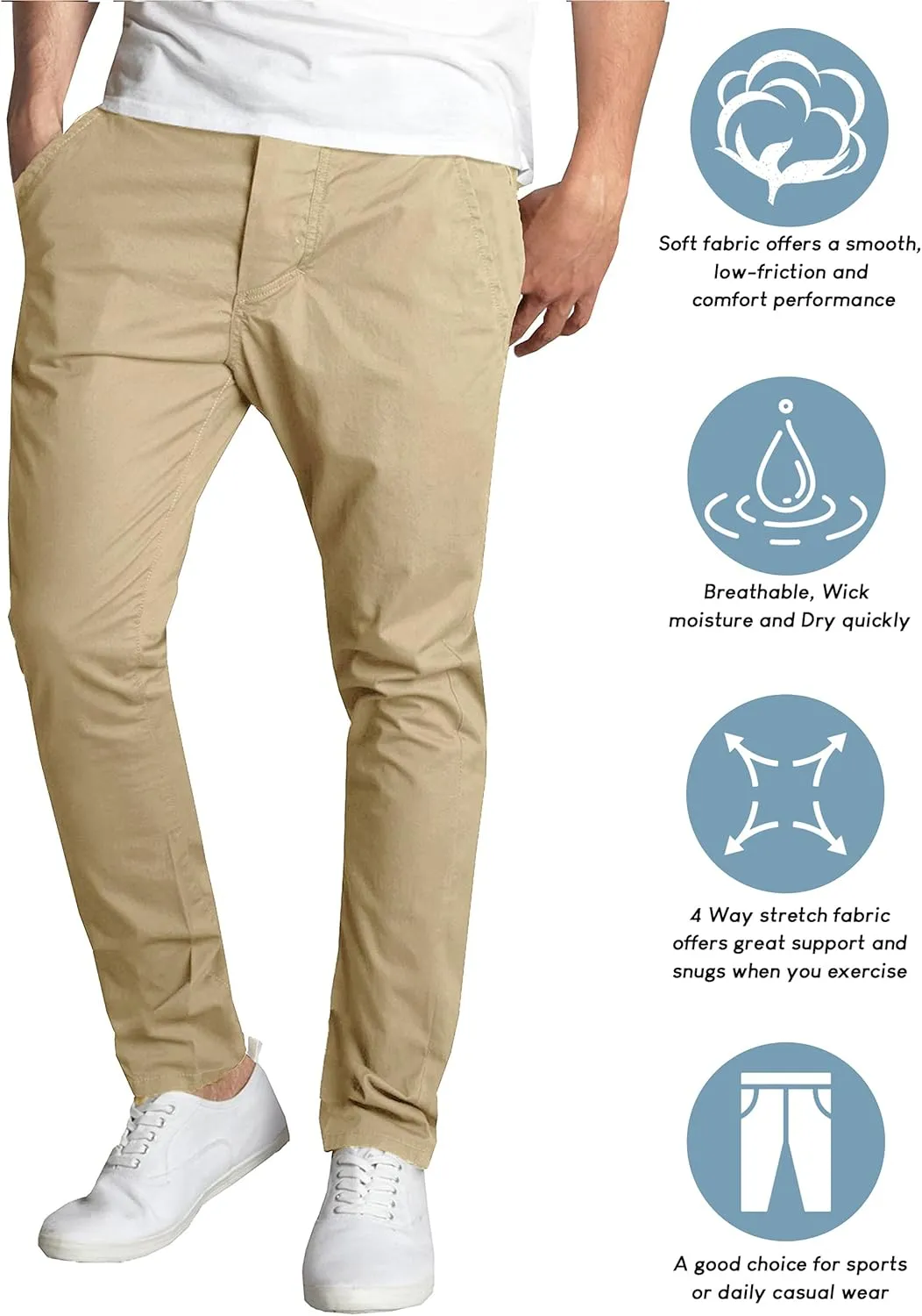Galaxy by Harvic Slim Fit Men's Stretch Chino Pants