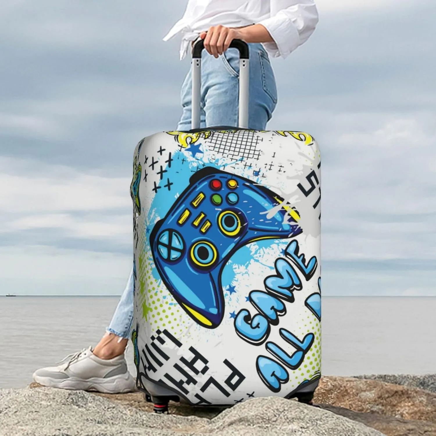 Game All Day Luggage Cover,Washable Suitcase Covers Fashion Luggage Covers,Anti-Scratch Suitcase Protector Cover