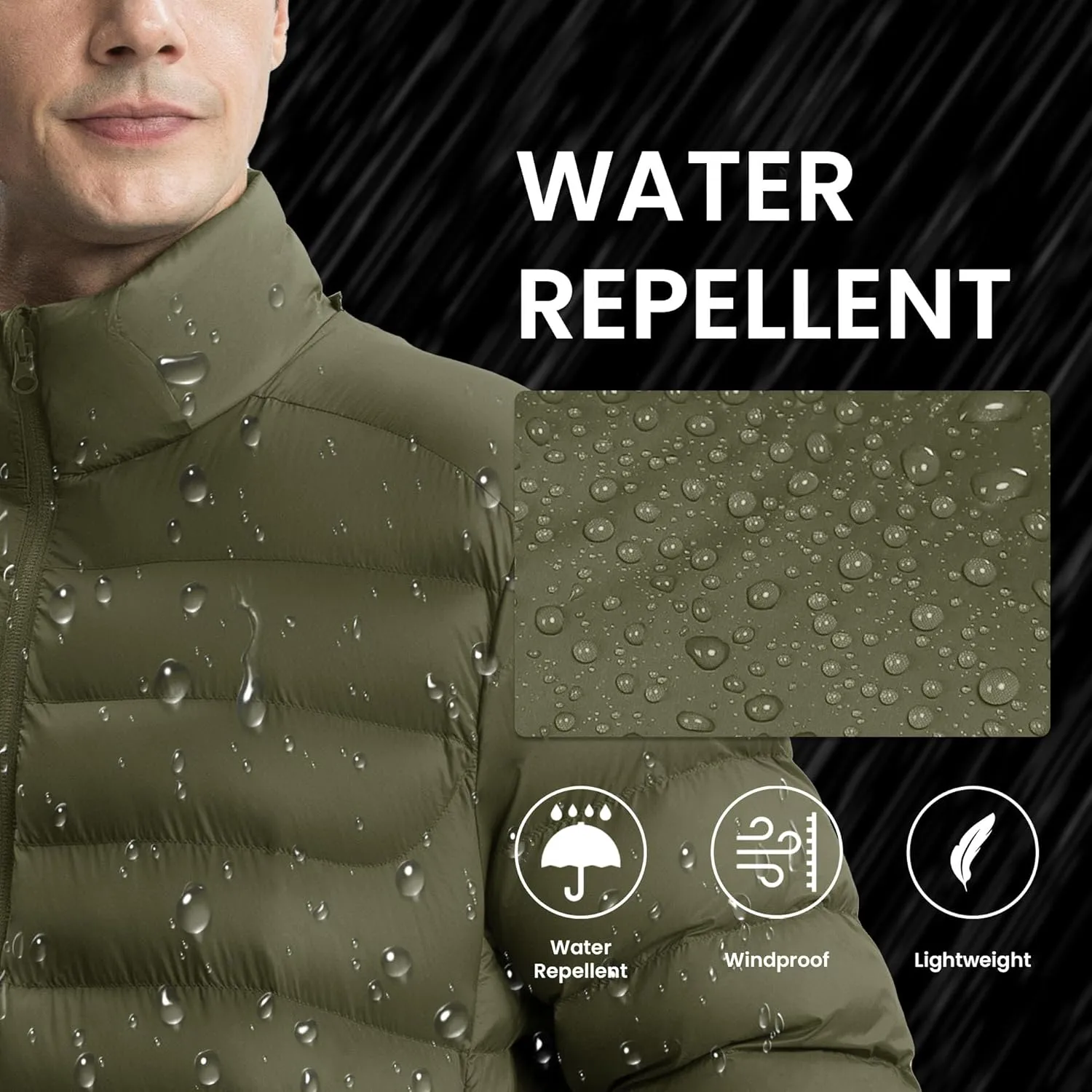 Gopune Men's Lightweight Puffer Jacket Detachable Hooded Water Resistant Puffy Winter Down Jackets for Snow Ski Travel