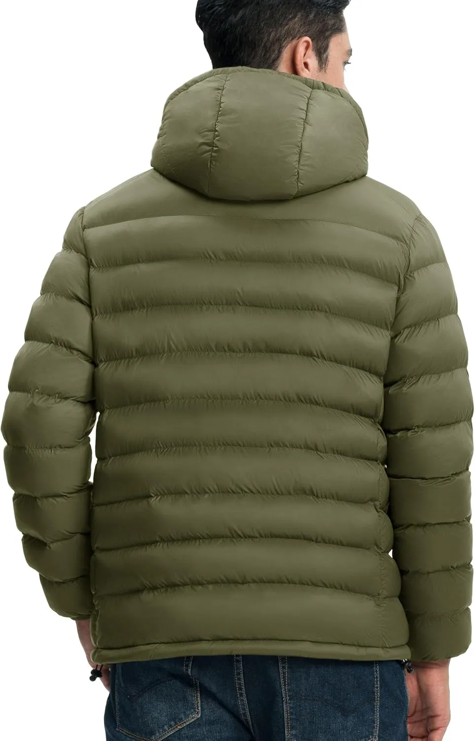 Gopune Men's Lightweight Puffer Jacket Detachable Hooded Water Resistant Puffy Winter Down Jackets for Snow Ski Travel