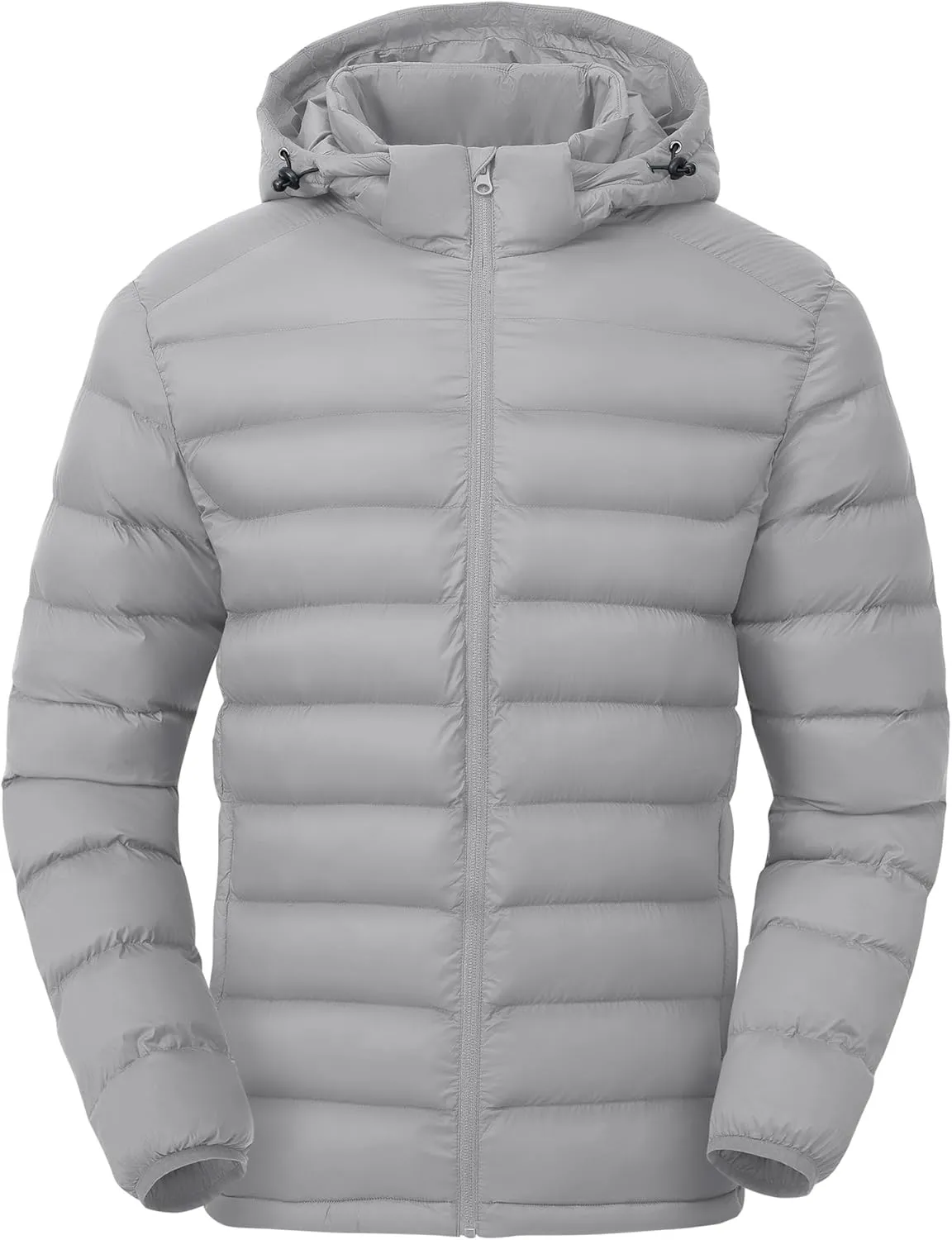 Gopune Men's Lightweight Puffer Jacket Detachable Hooded Water Resistant Puffy Winter Down Jackets for Snow Ski Travel