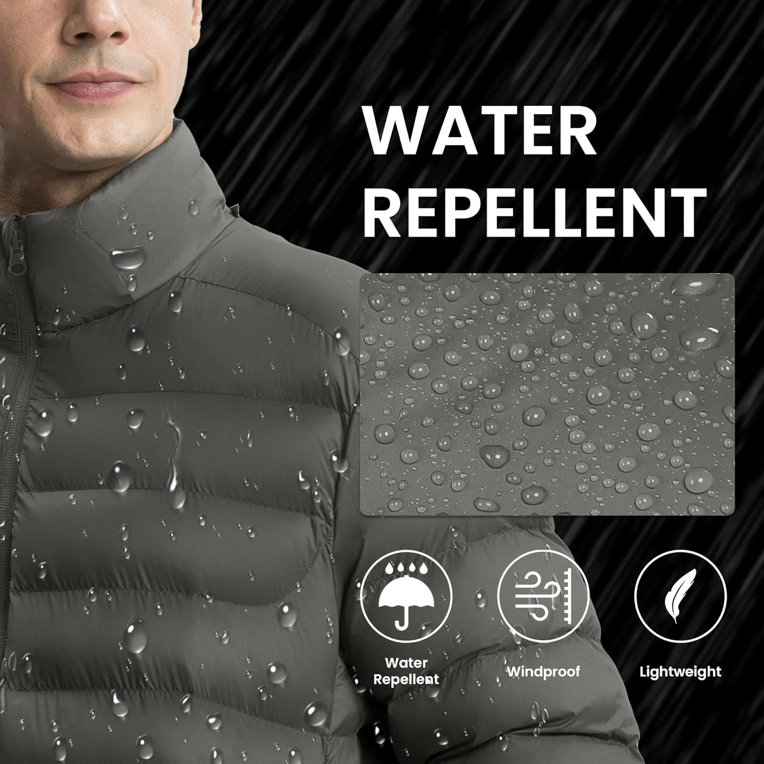 Gopune Men's Lightweight Puffer Jacket Detachable Hooded Water Resistant Puffy Winter Down Jackets for Snow Ski Travel
