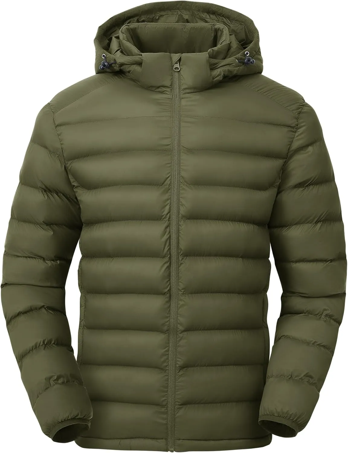 Gopune Men's Lightweight Puffer Jacket Detachable Hooded Water Resistant Puffy Winter Down Jackets for Snow Ski Travel