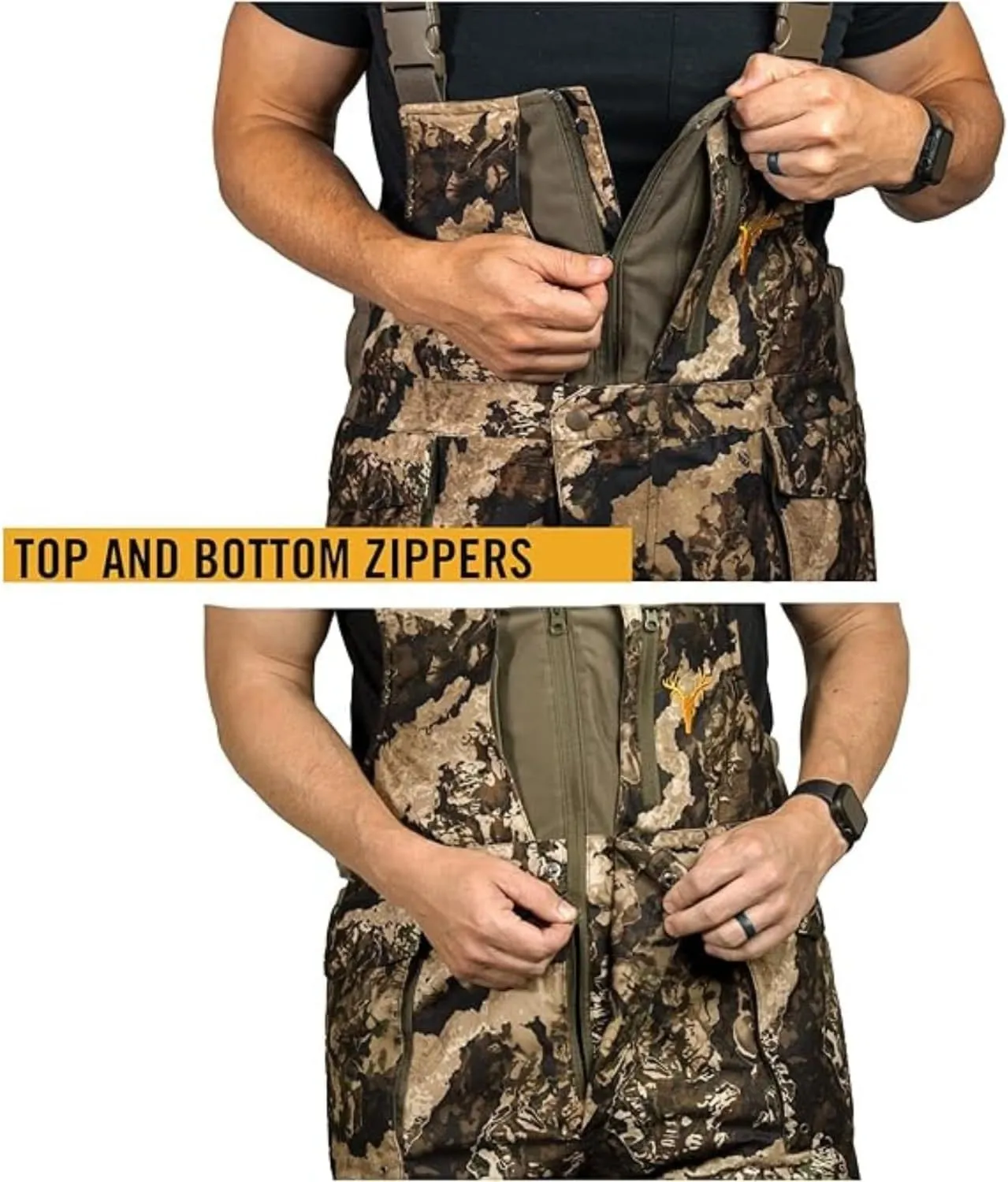 HOT SHOT Mens Elite Camo Hunting Bib, Waterproof Mens Camouflage Overalls, Insulated All-Day Cold Weather Hunting Clothes