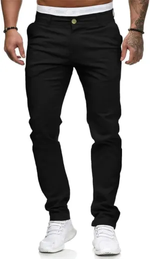 HUNGSON Mens Chinos Slim Fit Stretch Flat-Front Skinny Dress Pants
