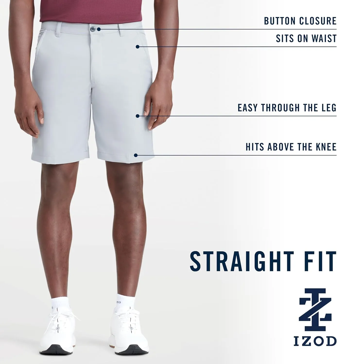IZOD Mens 9.5"Micro Poly Classic Fit Golf Short