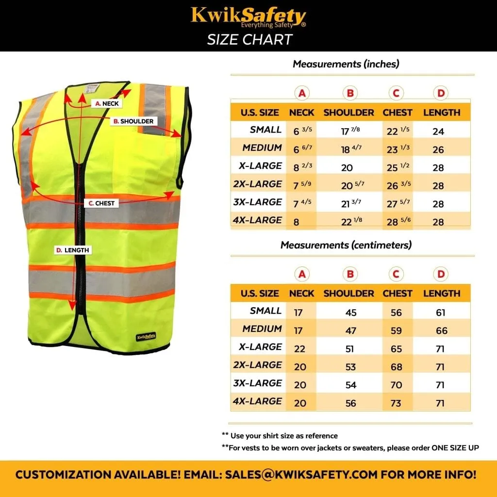 KwikSafety ATHLETE Hi Vis Reflective ANSI PPE Constrasting Class 2 Safety Vest - Model No.: KS3311